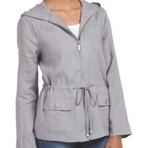 St. Tropez West Linen Jacket Hooded Gray M